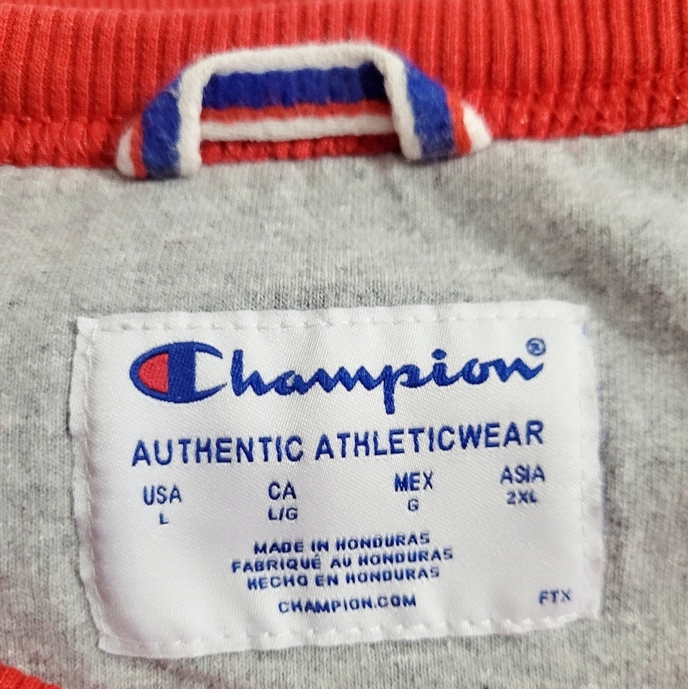 Champion Red Crewneck Sweatshirt Unisex Size Large Classic Logo Pullover - Picture 10 of 12